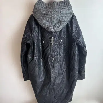 십자가 크로스 BLACK 롱 코트 니트 후드 프리