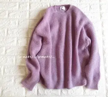 유나이티드 애로우즈 고급 포근한 기모 하찌 모헤어 니트 퍼플