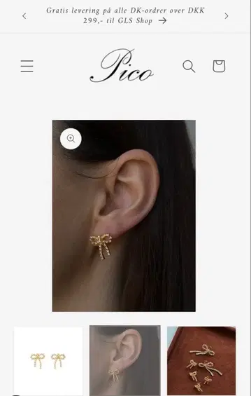 Pico Copenhagen 리본형 크리스탈 귀걸이 세트