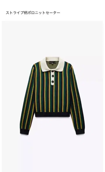 ZARA 자라 스트라이프 패턴 폴로 니트 스웨터 스웨터