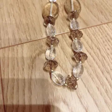 새상품급 크리스탈 비즈 목걸이 약 30cm 베이지