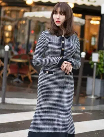 Buckingham Houndstooth Knit Dress