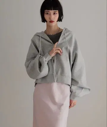 로리즈팜 숏 ZIP 후디 그레이