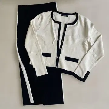 ZARA 아이보리 블랙 가디건 타이트 스커트 셋업 S 펄