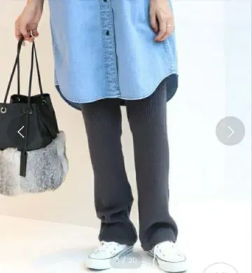 [ 2회 착용 ] 프레임워크 리브 니트 레깅스 그레이 38