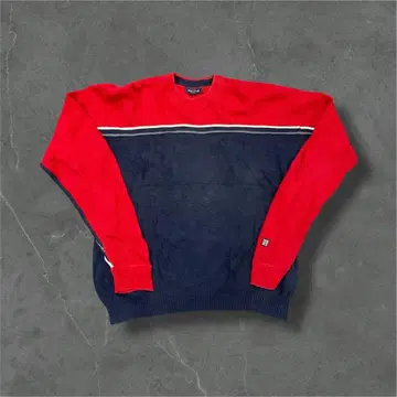 NAUTICA 노티카 L 코튼 니트 배색 라인