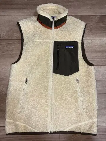 patagonia 남성용 XS 베스트 크림색/올리브색