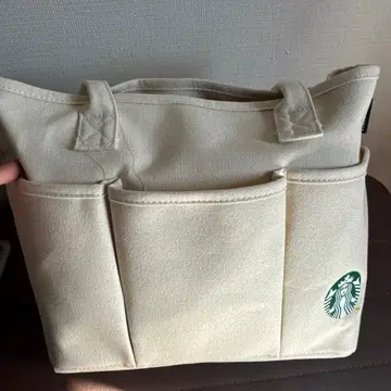 스타벅스 포켓 부착 토트백 아이보리