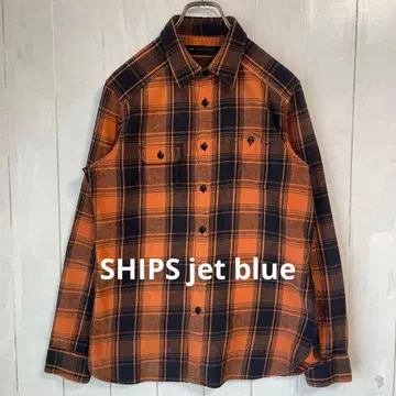 SHIPS jet blue 레귤러 카라 체크 플란넬 셔츠