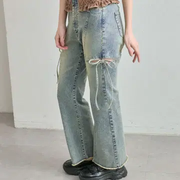 OLIVE des OLIVE 사이드 슬릿 스트레치 데님 팬츠 [ M ]