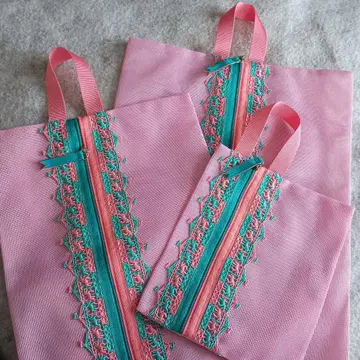 치카자와 레이스 메쉬 파우치 3개 세트 chikazawa