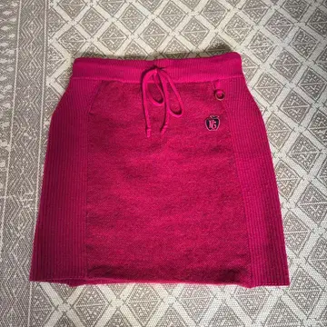 핑크 니트 스커트 허리 드로우 스트링 포함