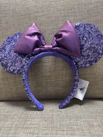 디즈니 미니 귀 머리띠 보라색 스팽글