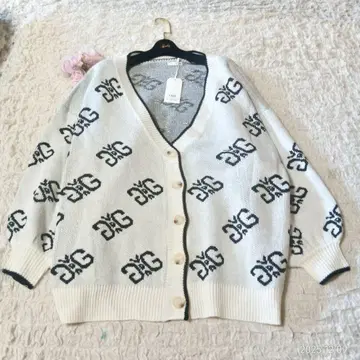 새상품 제이다 로고 자카드 볼륨 소매 가디건