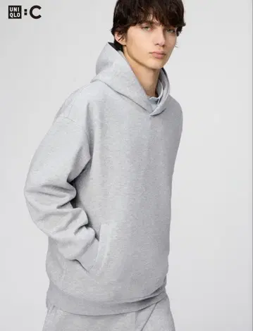유니클로 C 맨투맨 오버 사이즈 풀 후드티 그레이 M