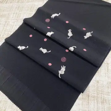 순수 실크 오비 장식 천 고양이와 도트