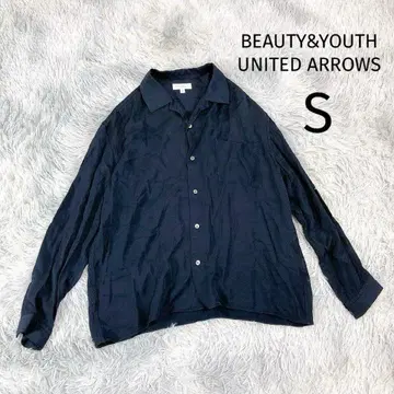 [뷰티&유스] 긴팔 셔츠 (S) 네이비 오픈 카라 레이온 100%