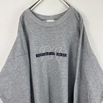 USA 구제 의류 헤인즈 hanes 자수 맨투맨 그레이