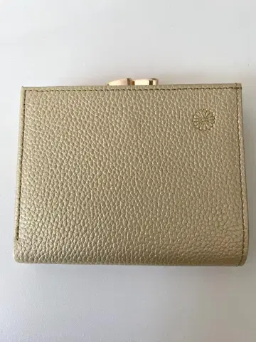 [ 당일 발송 ] 이단 접이식 가마구치 지갑 소가죽 국화_샴페인 골드