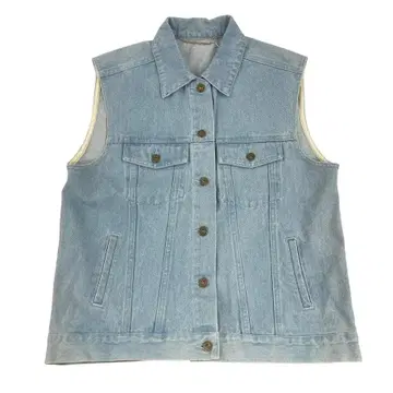 미사용 atmos 아토모스 슬리브리스 데님 베스트 라이트 인디고