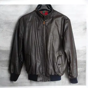 빈티지 THREE MEN 천연 가죽 가죽 자켓 블랙 남성용 L