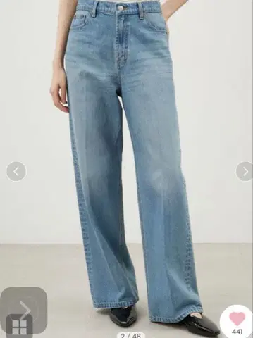 미라 오웬 루즈핏 센터 프레스 와이드 배기 팬츠 LBLU 00