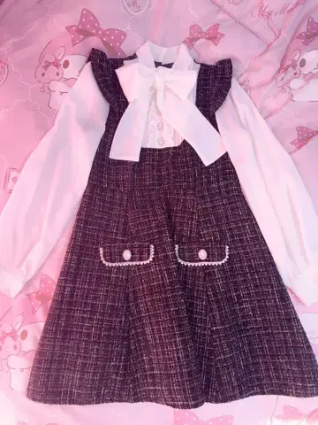 Ank Rouge 레이어드 스타일 트위드 플레어 OP