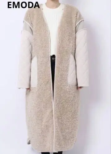 EMODA 롱 코트 도킹 코트 퍼 이소재 믹스 인기
