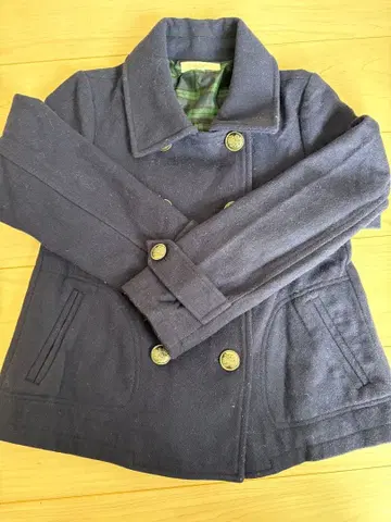 네이비 더블 브레스트 피 코트 S 사이즈