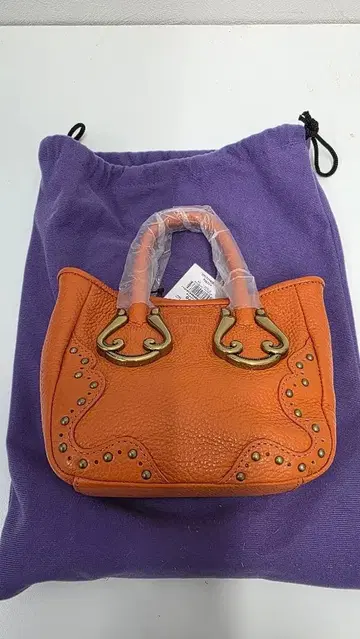 ANNA SUI 오렌지 가죽 핸드백 스터드 장식