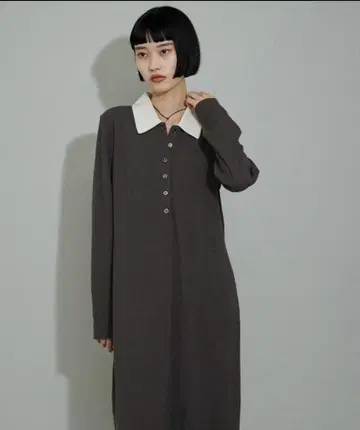 ADAM ET ROPE' 24AW 폴로 셔츠 원피스 차콜 그레이