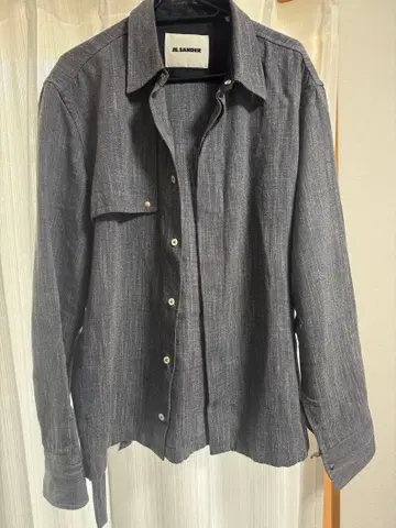 질 샌더 다크 그레이 긴팔 셔츠