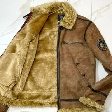 [컨디션 최상] 키스마크 에코 무스탕 자켓 보아 안감 B-3 와펜 카멜