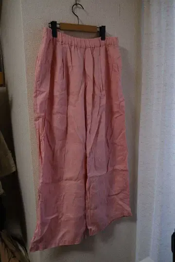 무인양품 여성용 린넨 이지 와이드 팬츠 핑크 XL