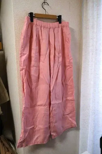 무인양품 여성용 린넨 이지 와이드 팬츠 핑크 XL