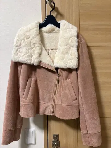 무스탕풍 퍼 옷깃 핑크 자켓