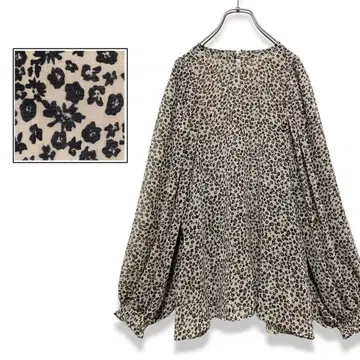 새상품급 U by SPICK&SPAN 플라워 프린트 개더 슬리브 블라우스