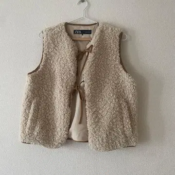 ZARA 아이보리 보아 베스트 XS 사이즈