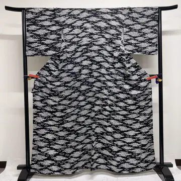 코몬 총시보리 블랙 베이스 모노톤 구름 노을 기모노 044k d