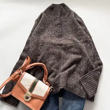 레리안 캐시미어 울 혼방 긴팔 니트 L 브라운