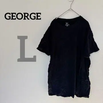 GEORGE [ L ] 블랙 반팔 티셔츠 U넥