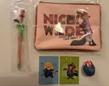 주토피아 2 닉 모코모코 파우치 샤프 펜 패션 반지 스티커