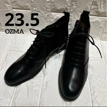 새상품급 OZMA 블랙 숏부츠 레이스업 블랙 가죽 23.5