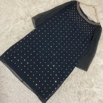 DF STUDIO 스터드 원피스 네이비 0 비침 깔끔 고급