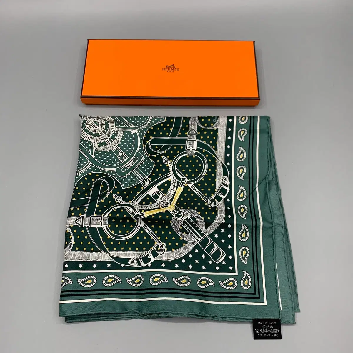 869 Hermes D or Silk Bandana Scarf 55