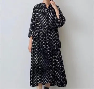 물방울 패턴 A라인 원피스 M [ BEARDSLEY풍 ]