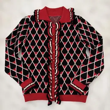 새상품 하트 무늬 프릴 니트 가디건 상의 한국 수입