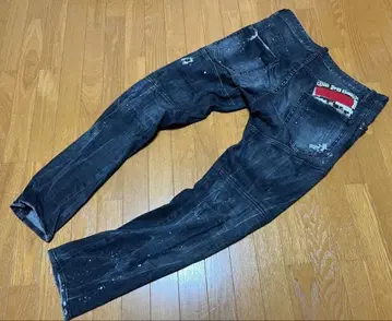 디스퀘어드 블랙 바이커 데님 사이즈 46