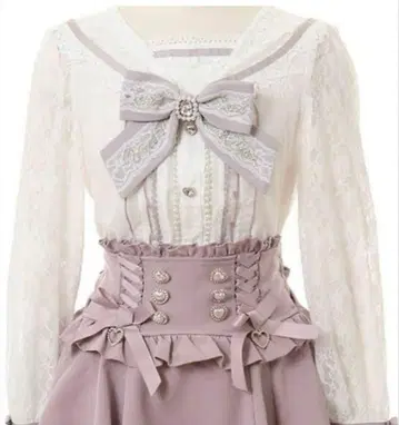 LIZLISA 레이스 세일러 블라우스 핑크