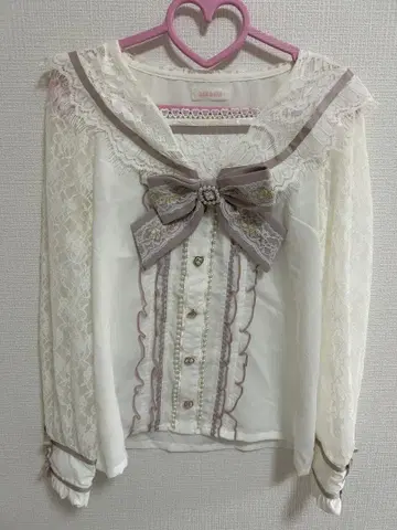 LIZLISA 레이스 세일러 블라우스 핑크